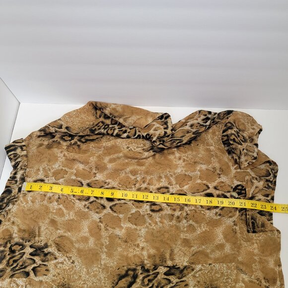 Componix Womens Leopard Print Sheer Peek-a-Boo Slit Back Short Sleeve Blouse 20W - Picture 9 of 11